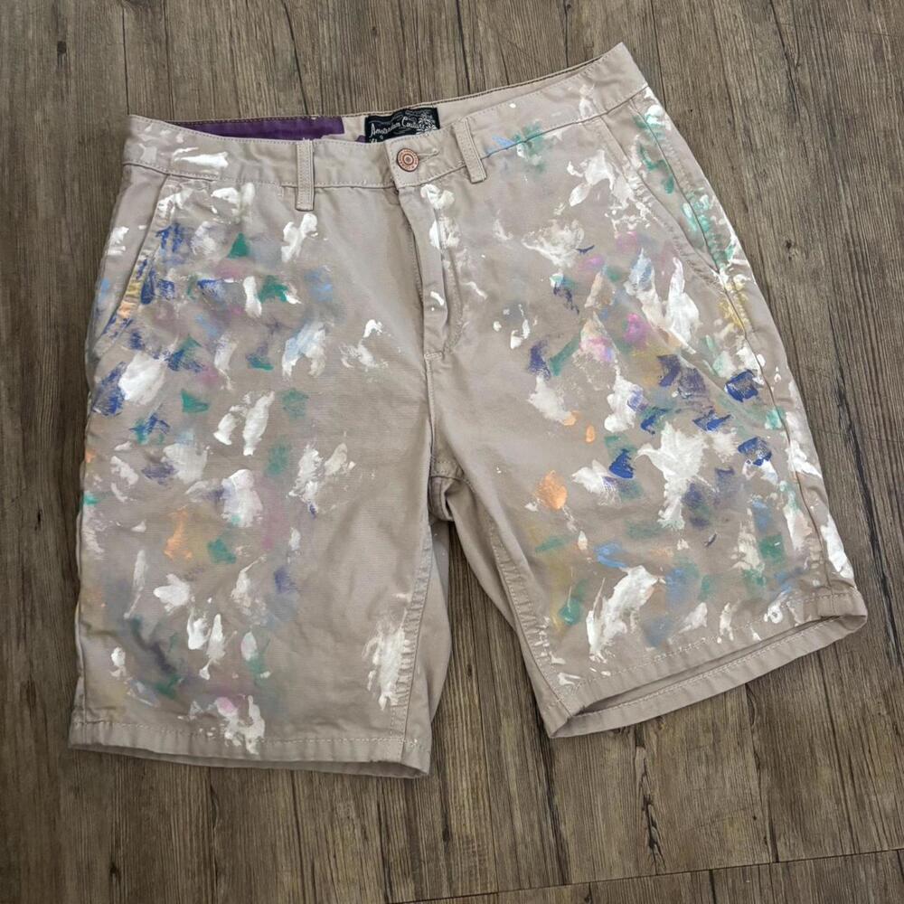 Amsterdam Couture Distressed Paint Shorts